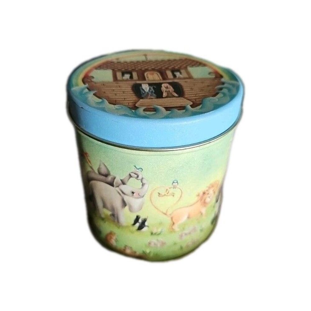 Vintage Noah's Ark Cylindrical Tin From Century Resources 4"x4.5"